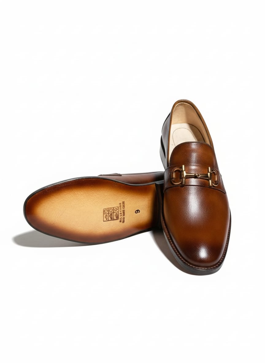 Brown Leather Horsebit Loafers
